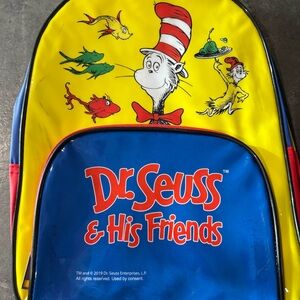 Dr. Seuss & His Friends Backpack for Kids School Bag Small Yellow Blue Red